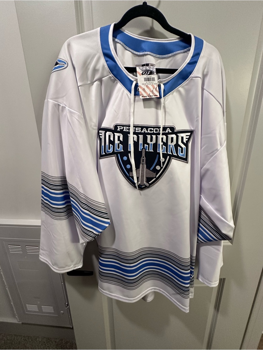 Pensacola Ice Flyers White & Blue Hockey Jersey